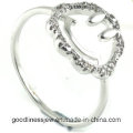 Round Simle Face Ring Rhodium Plating Fashion Ring Rhinestone for Women Children Fashion Simple Style R10258